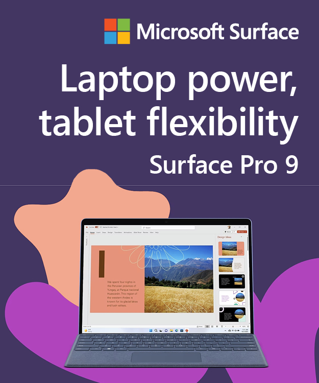 Microsoft Surface. Laptop power, tablet flexibility. Surface Pro 9.